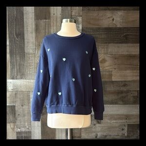 Anthropologie t.la blue embroidered heart sweater XSmall Lovecore feminine